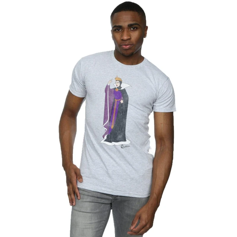 Image of Disney Men Snow White Classic Evil Queen Grimhilde T-Shirt in Grey Size: Small Grey S Male 5057245588195
