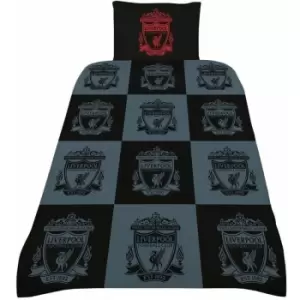 Image of Liverpool FC Duvet Cover Set (Single) (Black/Red/Grey) - Black/Red/Grey