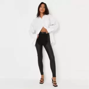 Image of Missguided Coated Mix Skinny Chap Jean - Black