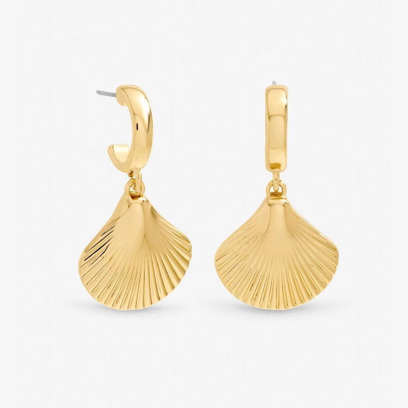 Image of Inicio Gold Plated Shell Earrings - Gift Pouch Gold female One Size