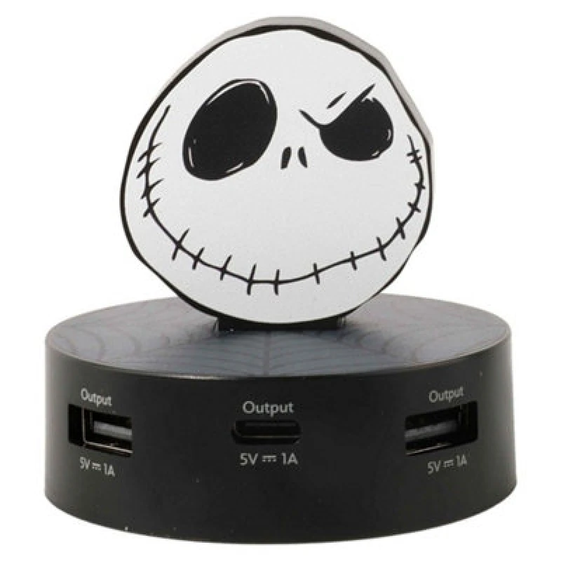 Image of Disney Nightmare Before Christmas USB Charging Hub 2 USB-A & 1 USB-C Jack Web in Black One Size Unisex 8101464642040