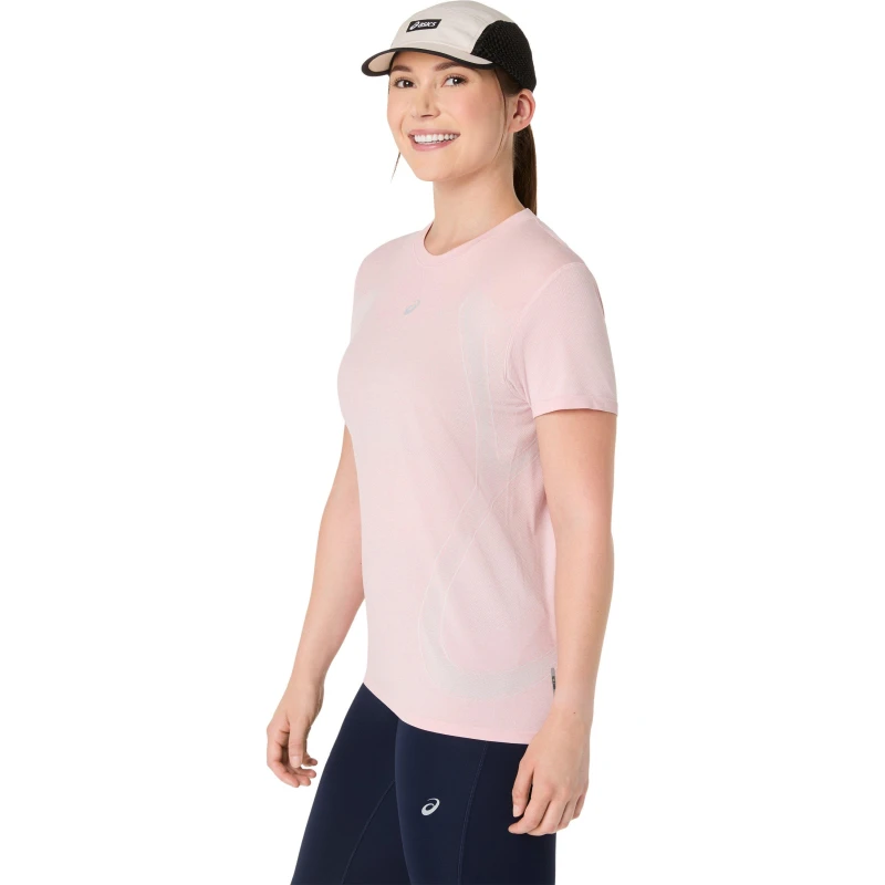 Image of Asics Womens Road Seamless Short Sleeve Performance Running Top Sun Coral female 12 (M)