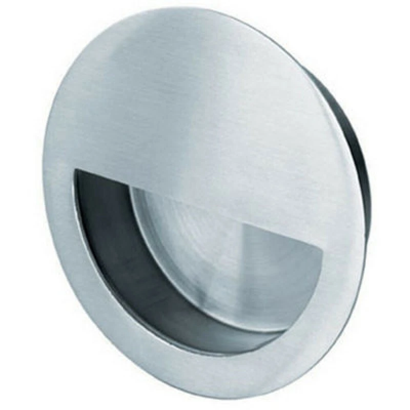 Image of Loops Circular Low Profile Recessed Flush Pull 90mm Diameter Satin Stainless Steel Metallics unisex