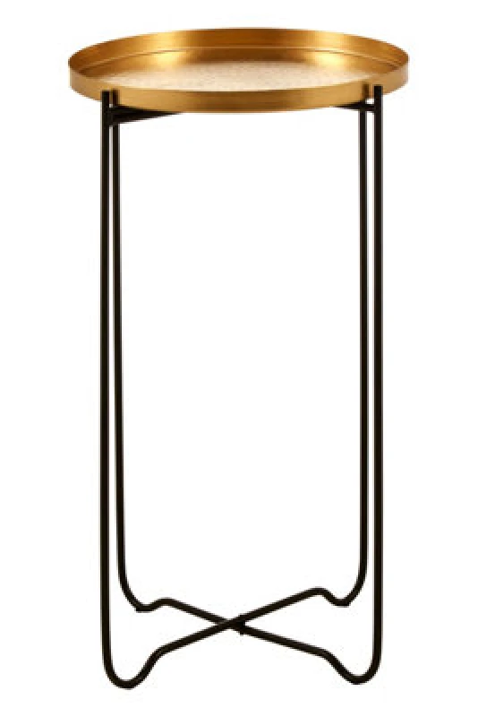 Image of Premier Housewares Elegant Design Gold Finish Round Top Side Table, Versatile Small Table, Sleek And Sturdy Bedside Table Gold