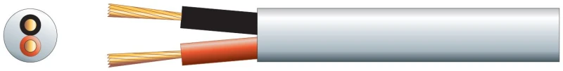 Image of Mercury 100m White 100V Heavy Duty Insulated Line Speaker Cable 2 x 1.15m 7.8mm 15A CAB221952