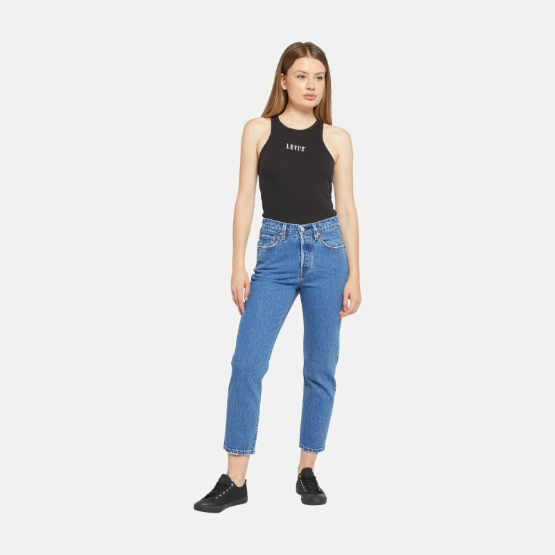 Image of Levis 501 Cropped Jeans - Blue Blue 26 L30