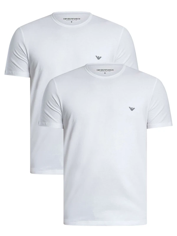 Image of Emporio Armani 2 Pack Lounge Crew Neck Icon T-Shirt White L