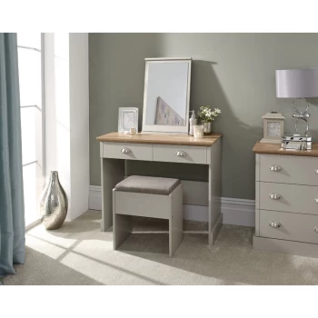 Image of Kendal Grey & Oak Top Country Style Dressing Table with Mirror and Stool Set
