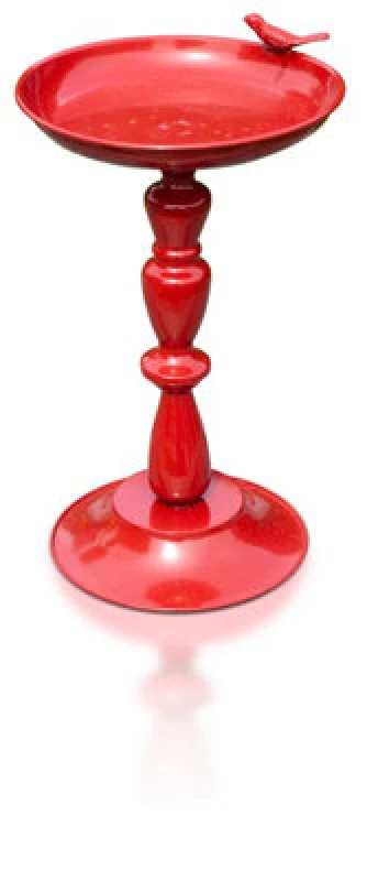 Image of St Helens Ornamental Free Standing, Weather Resistant, Pedestal Style, Easy Assemble Bird Bath Red