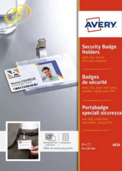 Image of Avery Security Badge Holders with Clip 54x85mm PK25