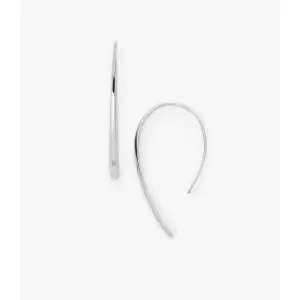 Image of Fossil Womens Sadie Stainless Steel Bevel Hoop Earring - Silver