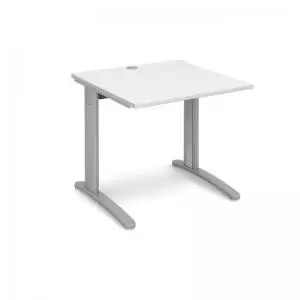 Image of TR10 straight desk 800mm x 800mm - silver frame and white top