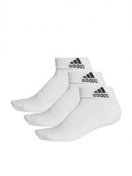 Image of Adidas 3 Stripe Cushioned Ankle Socks - White