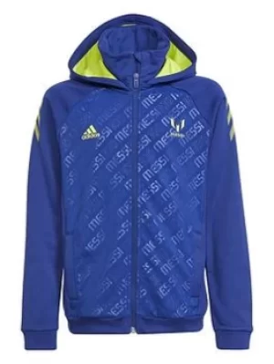 Image of adidas Messi Full Zip Hoody, Blue, Size 7-8 Years