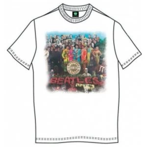 Image of Sgt Pepper Mens White Vintage Print T-Shirt XX Large