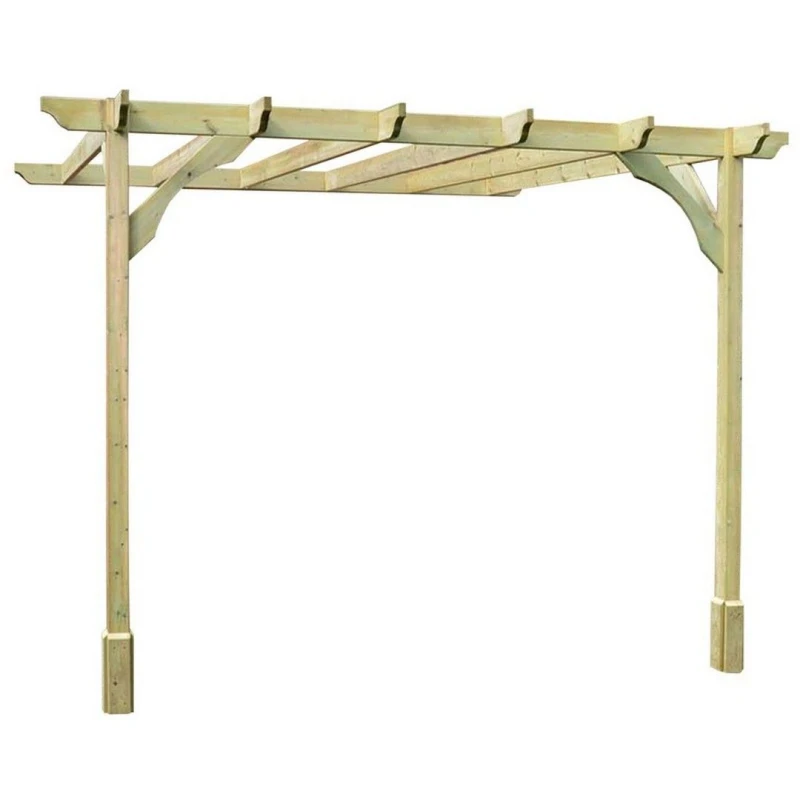 Image of Rutland County Garden Furniture Ltd Wall Mounted Premium Pergola, Wood, L480 x W480 x H270cm, Rustic Brown in Light Green Light Green Unisex