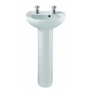 Image of Twyford Alcona Two Tap Hole Hand Rinse Washbasin 400 mm x 330 mm AR4812WH