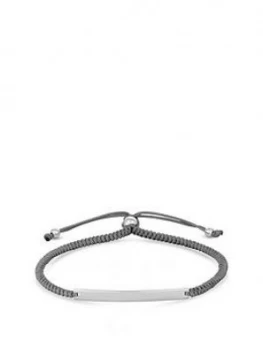 Image of Simply Silver Sterling Silver Personalised Engravable Bar Adjustable Grey Toggle Bracelet