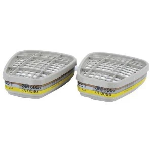 Image of 3M 6057 ABE1 Gas and Vapour Cartridge Filter 1 Pair Grey