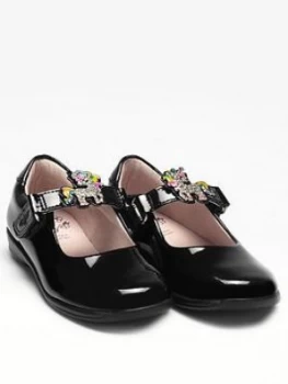 Image of Lelli Kelly Girls Bonnie Unicorn Dolly School Shoe - Black Patent, Size 1 Older