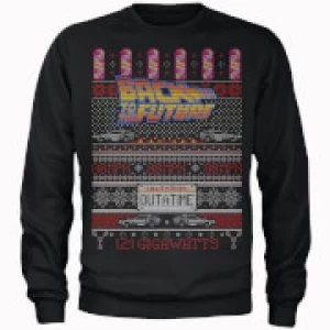 Image of Back To The Future OUTATIME Mens Christmas Sweatshirt - Black - M