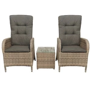 Image of Mayfair 2-Seater Reclining Garden Set with Table - Brown