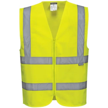 Image of C375 Hi-Visibility Yellow Hi-Vis Zipped Vest sz L Zip Reflective - Portwest