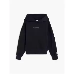 Image of Calvin Klein Jeans Girls Logo Boxy Hoodie - Black