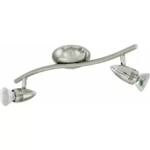 Image of Flush Ceiling Light Colour Satin Nickel Chrome Shade Bulb GU10 2x3W Included