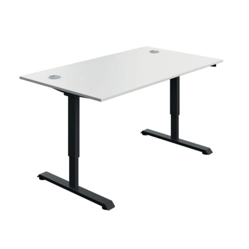 Image of Serrion Single Motor Sit/Stand Desk 1400x800x730-1220mm White/Black KF800323