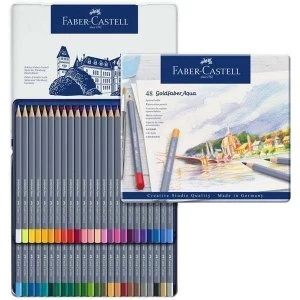 Image of Faber Castell Goldfaber Aqua Water'Col Pencils Set Tin of 48