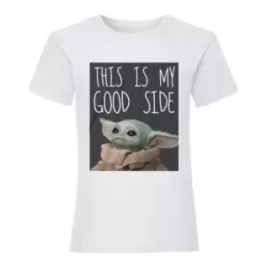 Image of Star Wars: The Mandalorian Womens/Ladies My Good Side The Child Boyfriend T-Shirt (M) (White)