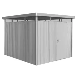Image of Biohort Highline Metal Shed H5 Standard door 9 x 10 - Metallic Silver