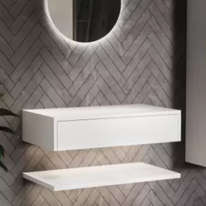 Image of 800mm White Wall Hung Countertop Basin Shelf - Lugo