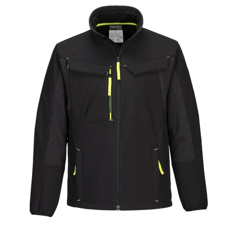 Image of Portwest Mens WX3 Hybrid Soft Shell Jacket in Black Size: Small Black Male S