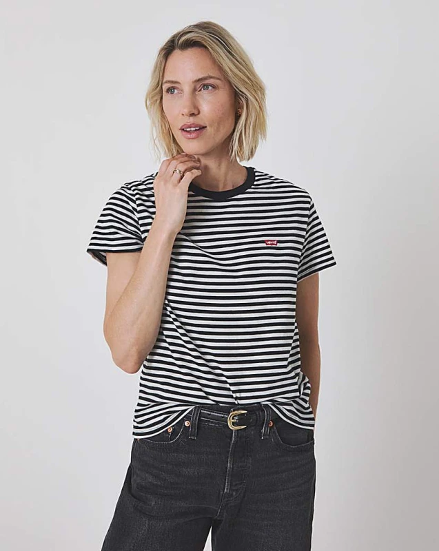 Image of Levis Levis Perfect Tee Raita Stripe Black - Levis - Size: 4XL Black Female 4XL PV18115