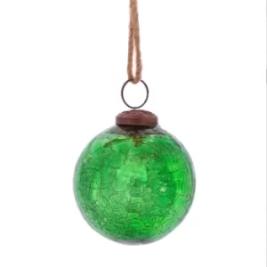 Image of Green Crackle Glass Bauble