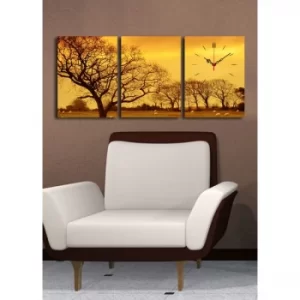 Image of 3P3040CSMOR-7 Multicolor Decorative Canvas Wall Clock (3 Pieces)