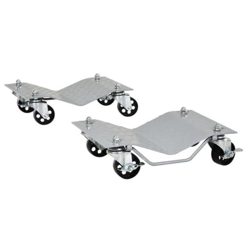 Image of DURHAND 2PCS 680kg Car Wheel Dollies with Swivel Casters, Wheel Dolly, Grey Grey