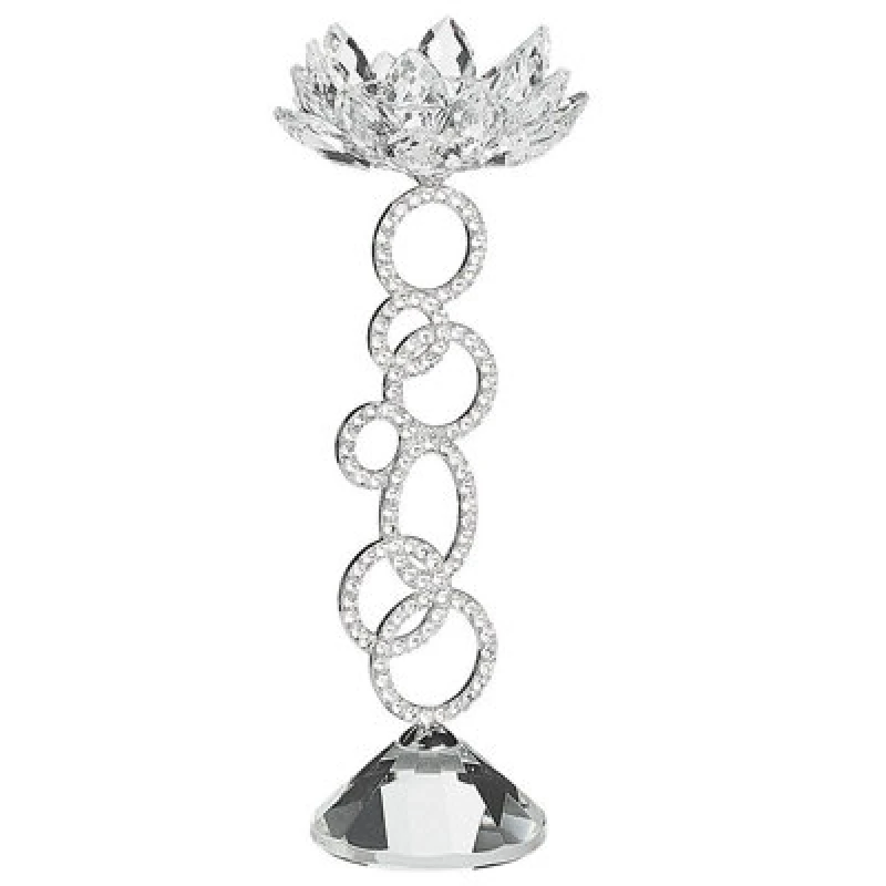 Image of Beliani Candle Holder Oviedo Glass 27cm Silver