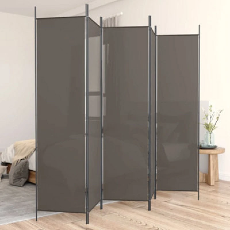 Image of Vidaxl 5-panel Room Divider Folding Privacy Protection Screen Room Separator Paravent Wall Partition Panel Screen Anthracite 250X220 Cm Fabric 350204