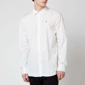 Image of Tommy Jeans Mens Original Stretch Long Sleeve Shirt - Classic White - S