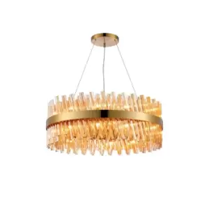 Image of Lysander 24 Light G9, Ceiling Pendant Round, Brass, Amber Item Weight: 23.13kg