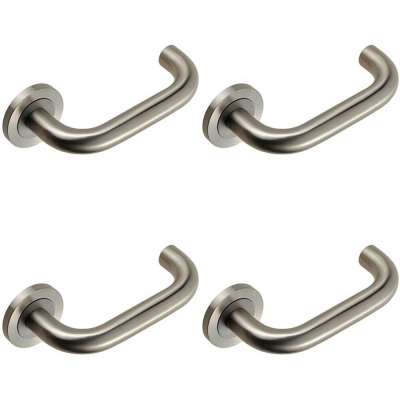 Image of Loops 4x PAIR Round Bar Safety Handle Concealed Fix Round Rose Satin Stainless Steel Metallics