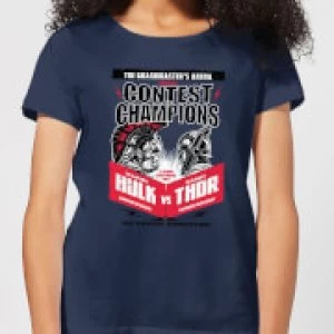Image of Marvel Thor Ragnarok Champions Poster Womens T-Shirt - Navy - L