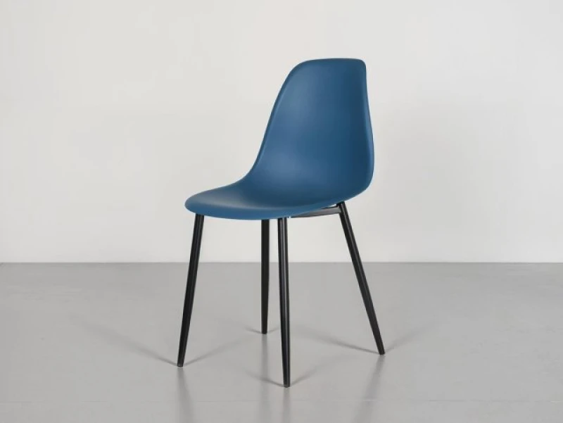Image of Core Products Aspen Curve Chair, Light Grey Plastic Seat With Black Metal Legs (Pair) Blue