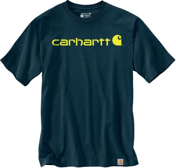 Image of Carhartt EMEA Core Logo Workwear Short Sleeve T-Shirt, blue-yellow, Size L