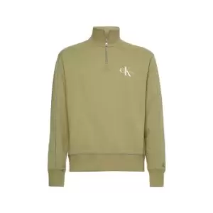 Image of Calvin Klein Jeans Monogram Logo Quarter Zip - Green