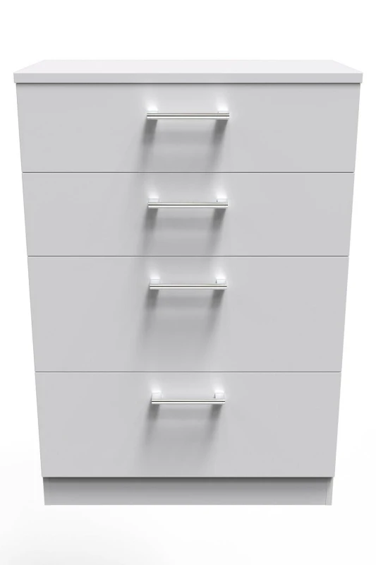 Image of Ready Assembled 2 U Cornwall 4 Drawer Deep Chest (Ready Assembled) in Light Grey Light Grey Unisex