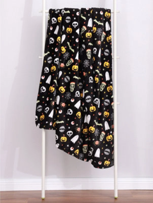 Image of Smart Living Smart Living Spooky & Magical Halloween Fleece Throw Blanket - Soft Flannel, 120x150cm in Black Size: 120cm x 150cm Black 120cm x 150c
